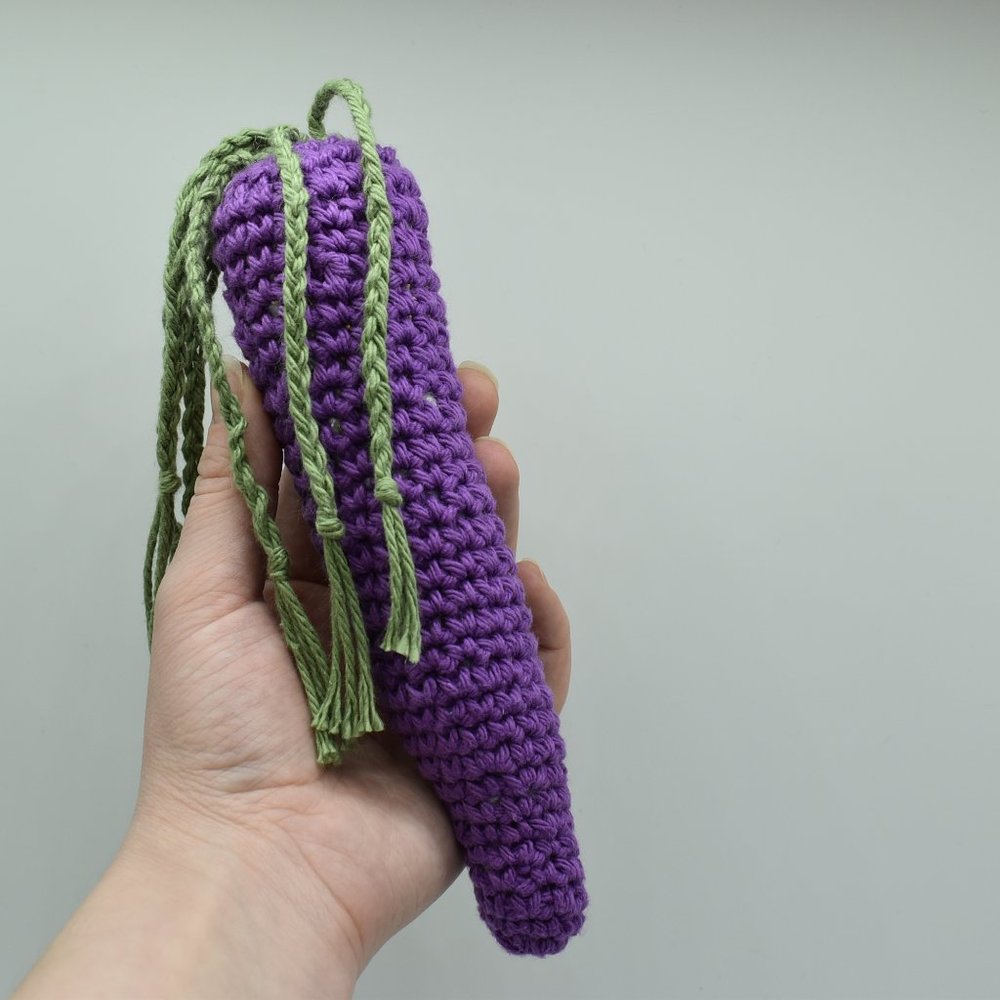 Hand Crafted Carrot catnip crochet cat toy